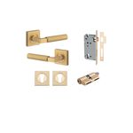 0464KENTR60KK - Berlin Lever - Square Rose Entrance Kit with High Security Lock - Brushed Brass - Entrance