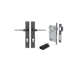 12754KENTR60KK - Como Lever - Rectangular Backplate Entrance Kit with High Security Lock - Matt Black - Entrance