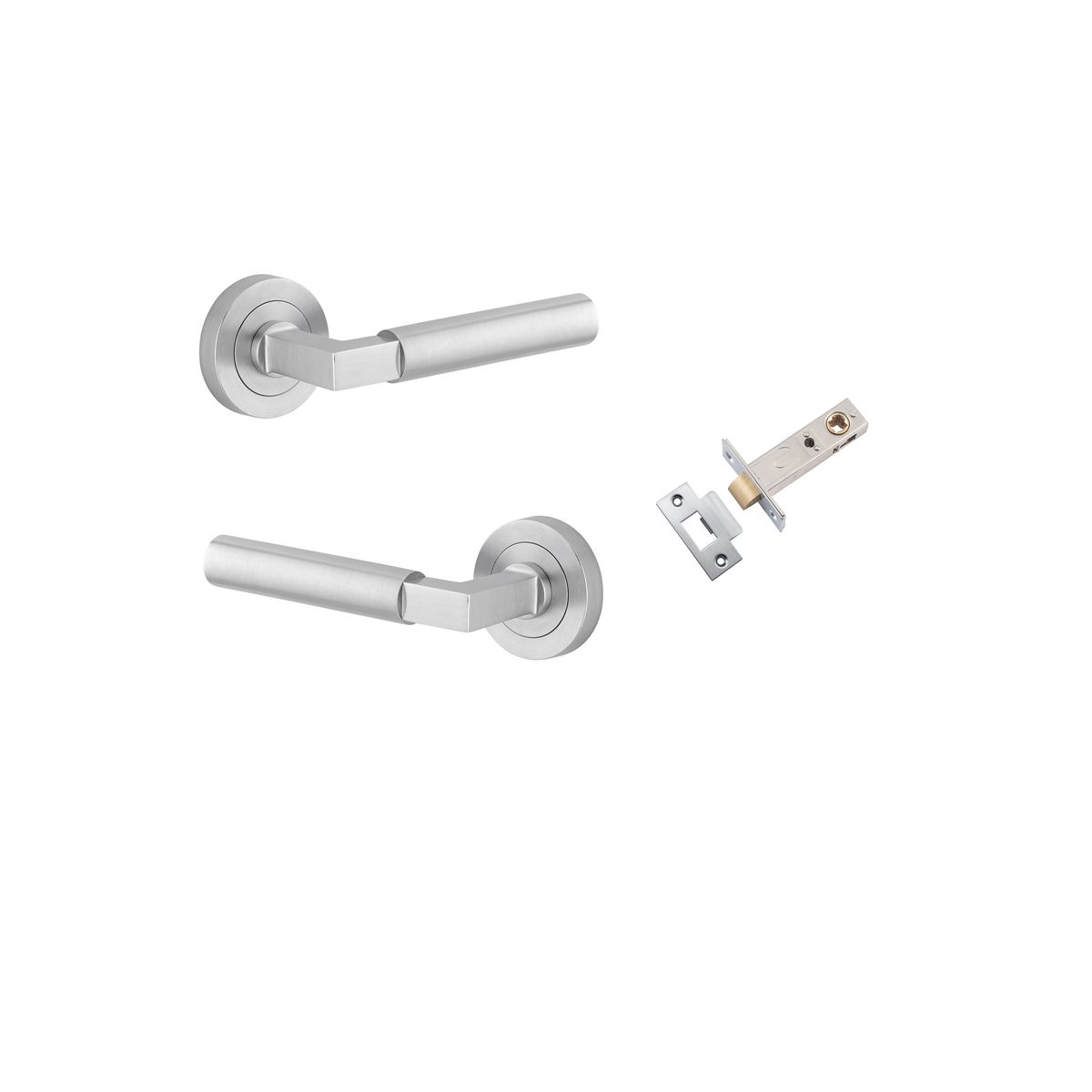 0345KPASS60 - Berlin Lever - Round Rose Passage Kit - Brushed Chrome - Passage