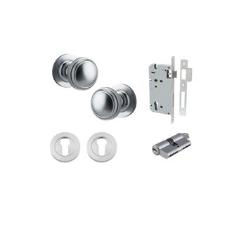 Paddington Knob - Round Rose Entrance Kit with Separate High Security Lock