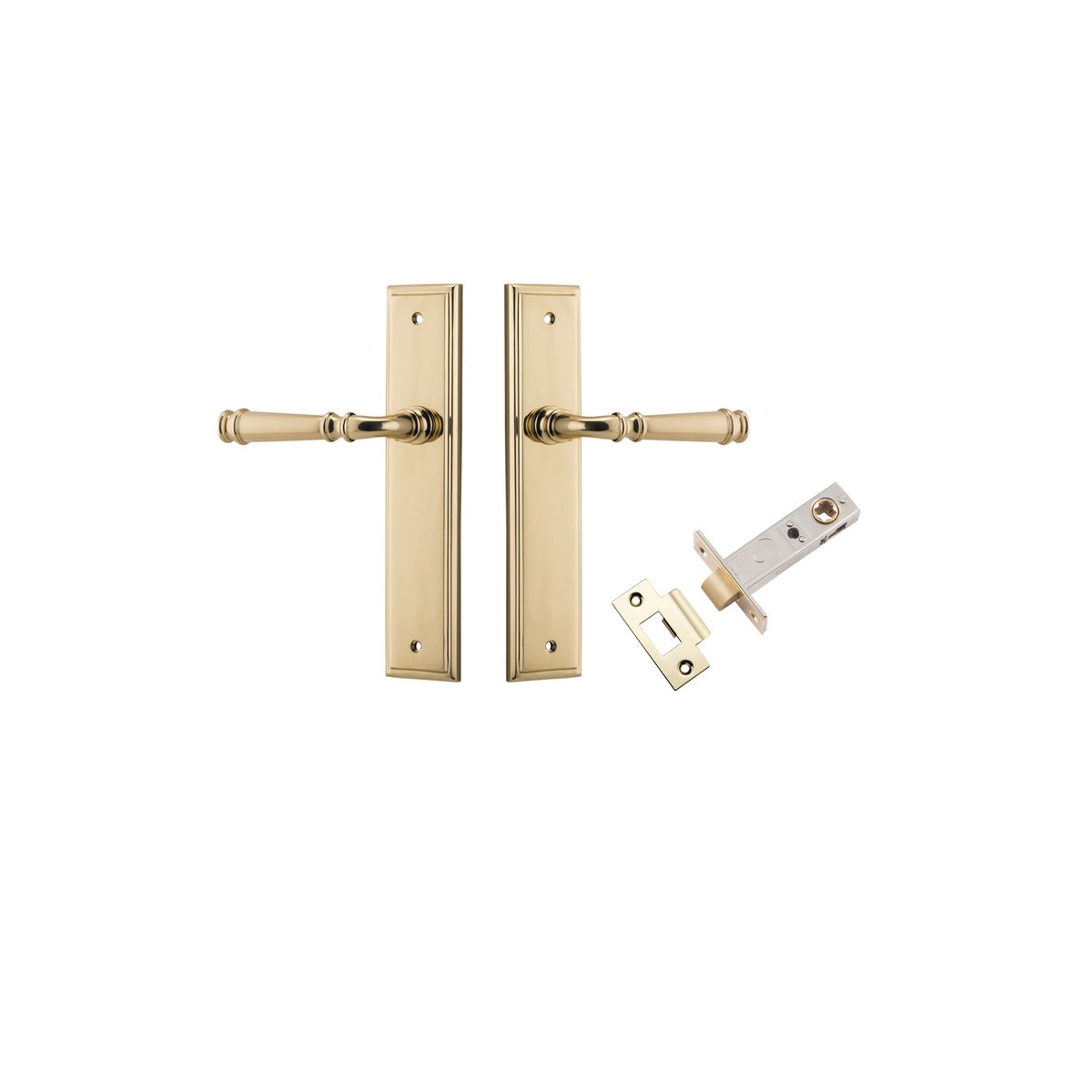10242KPASS60 - Verona Lever - Stepped Backplate Passage Kit - Polished Brass - Passage