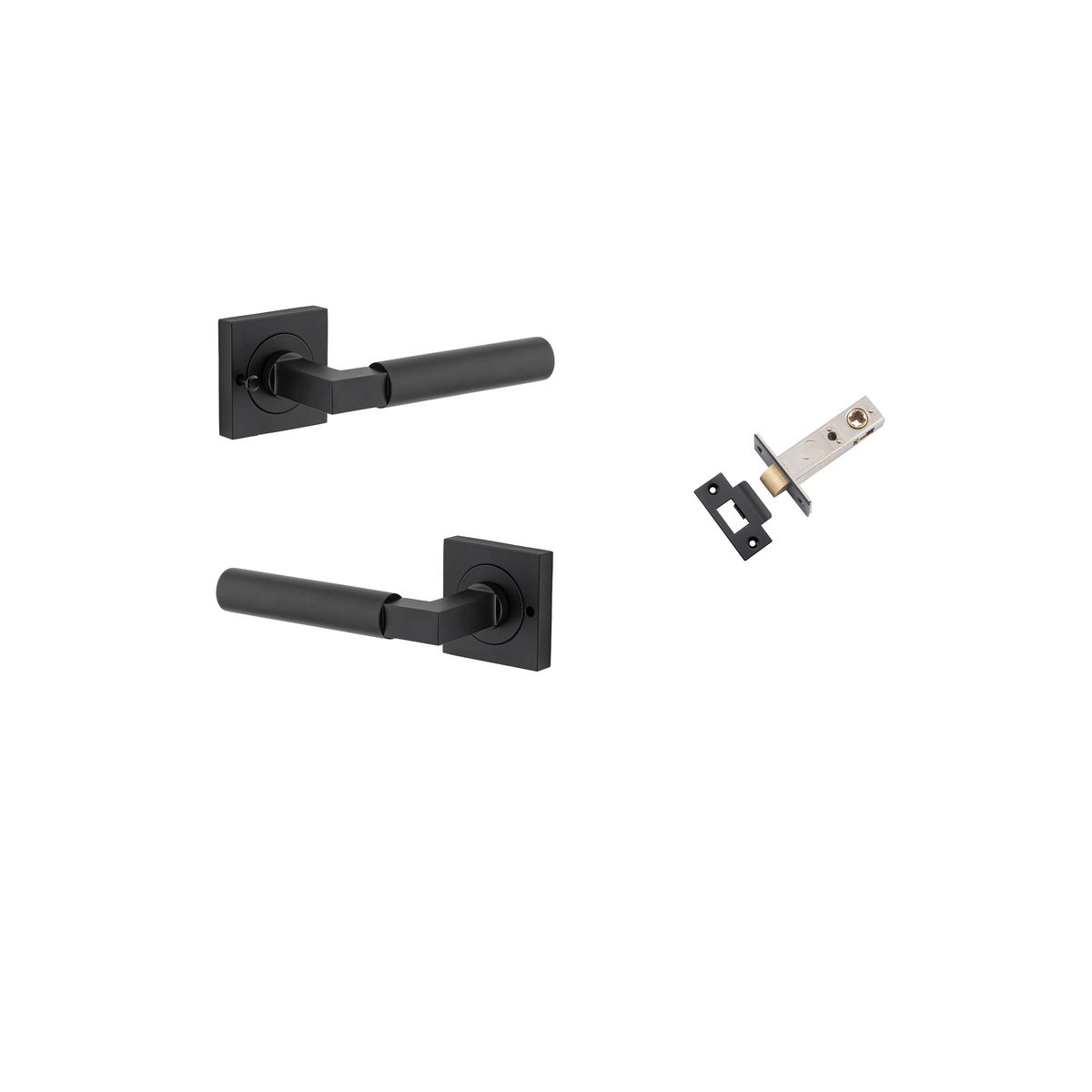 0413KIBPRIV60 - Berlin Lever - Square Rose Privacy Kit (Inbuilt Privacy) - Matt Black - Privacy