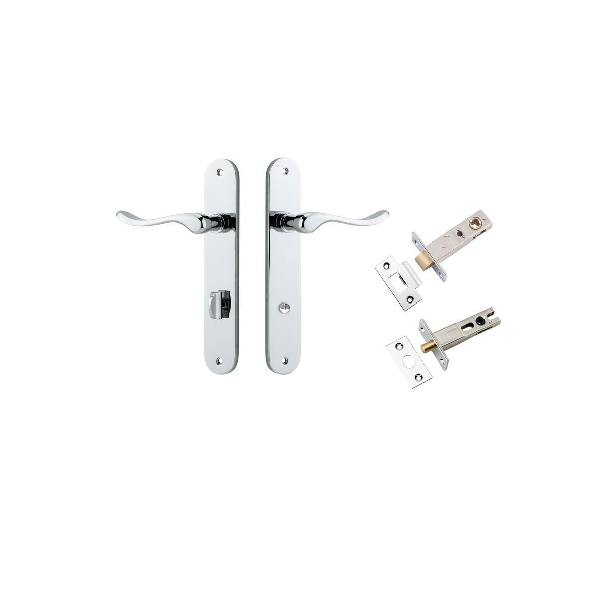 11924KPRIV60 - Stirling Lever - Oval Backplate Privacy Kit with Privacy Turn - Polished Chrome - Privacy
