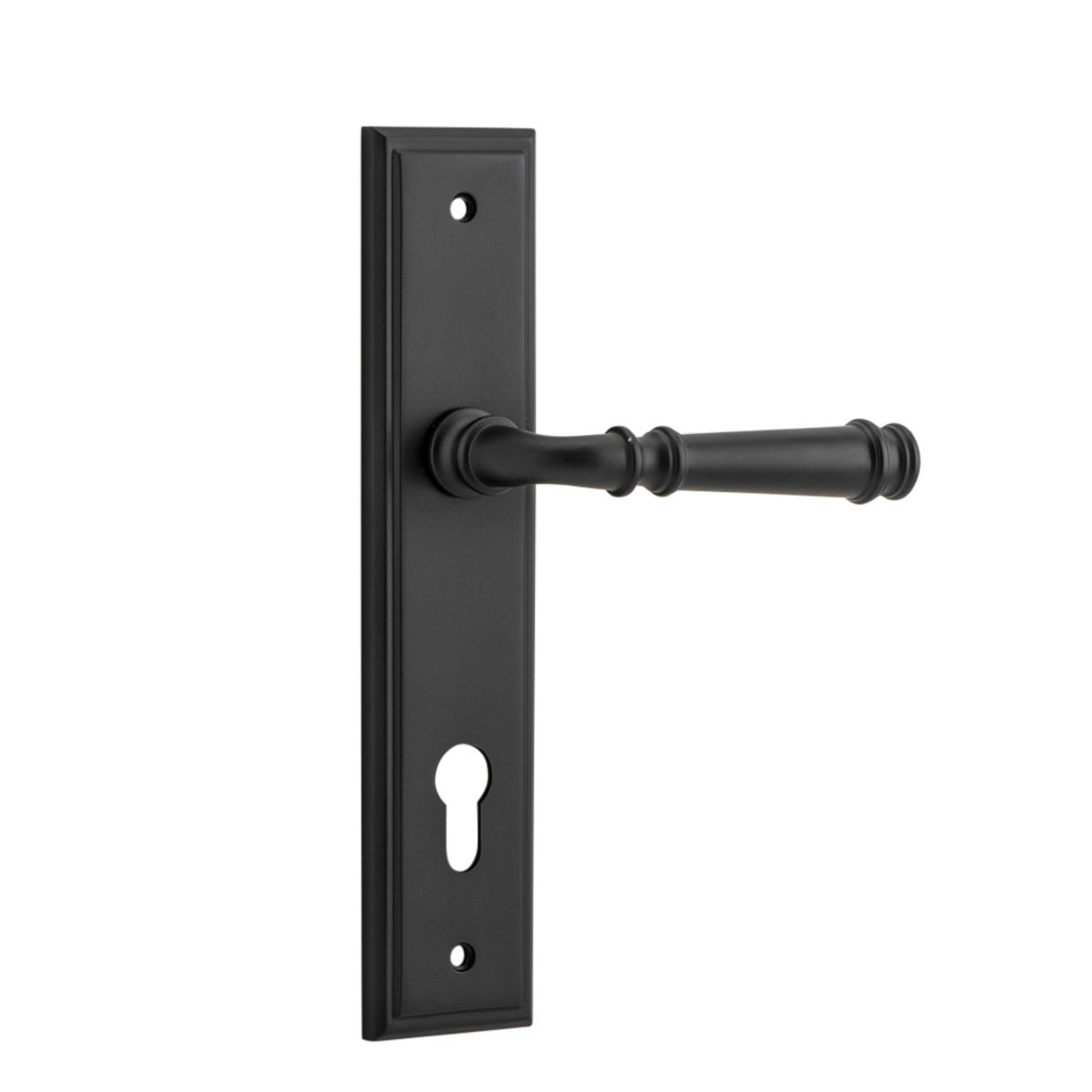 12742E85 - Verona Lever - Stepped Backplate - Matt Black - Entrance