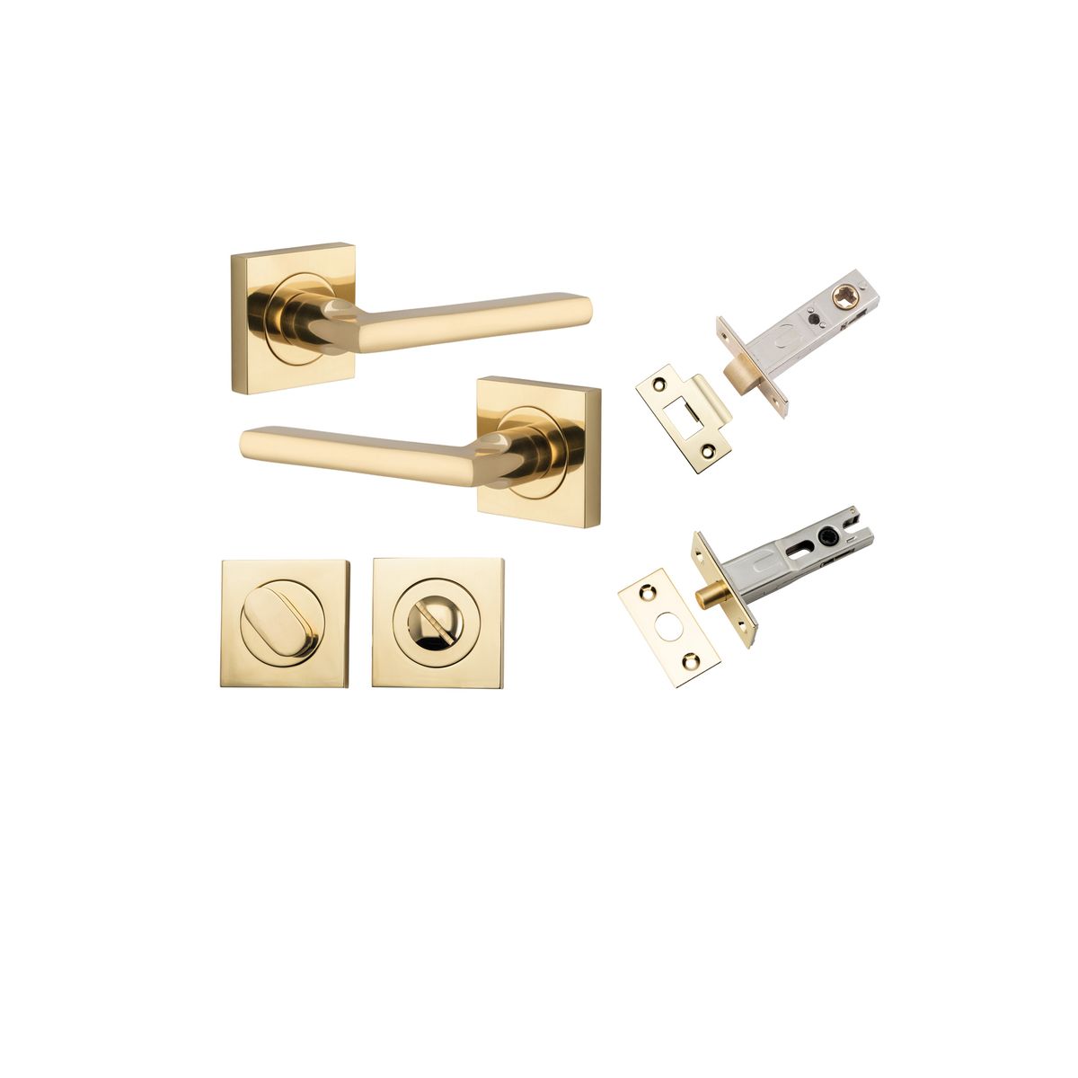 0270KPRIV60 - Baltimore Lever - Square Rose Privacy Kit with Separate Privacy Turn - Polished Brass - Privacy