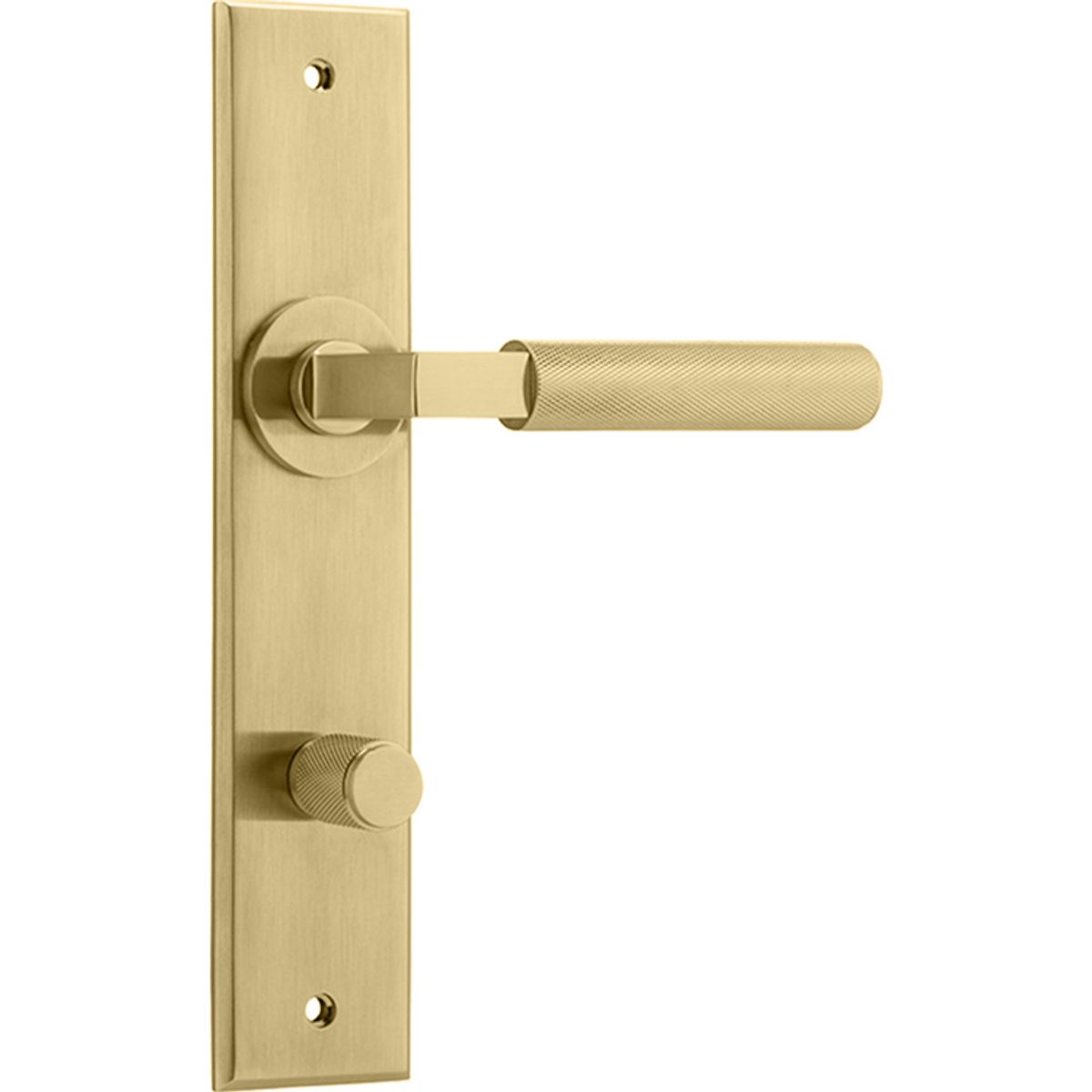 16296P85 - Brunswick Lever - Chamfered Backplate - Brushed Gold PVD - Privacy
