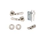 9209KENTR60KT - Sarlat Lever - Round Rose Entrance Kit with Separate High Security Lock - Satin Nickel - Entrance