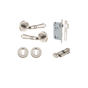 Sarlat Lever - Round Rose Entrance Kit with Separate High Security Lock