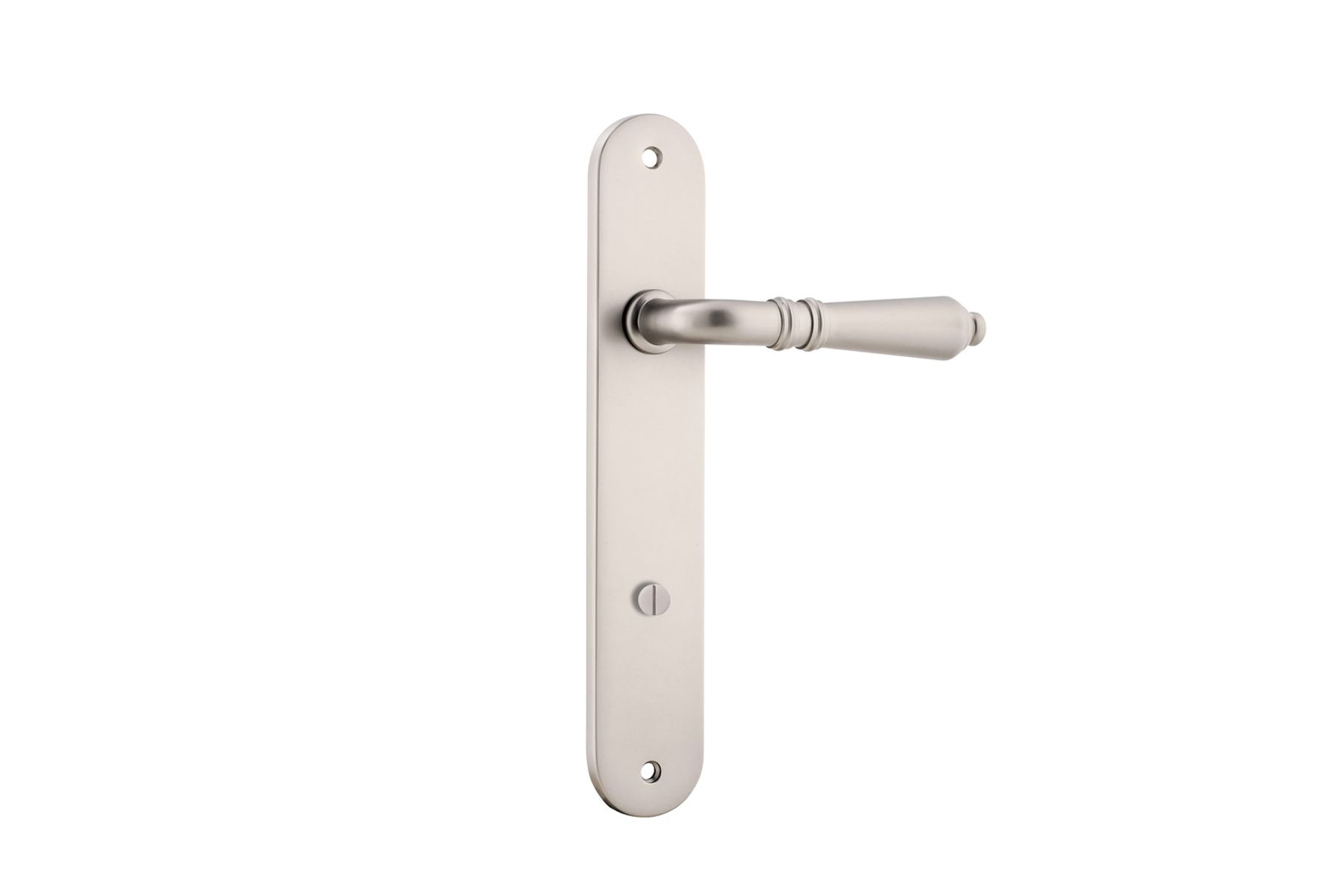 14724P85 - Sarlat Lever - Oval Backplate - Satin Nickel - Privacy