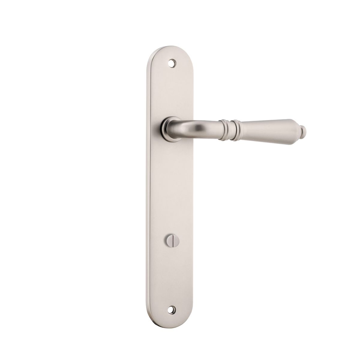14724P85 - Sarlat Lever - Oval Backplate - Satin Nickel - Privacy