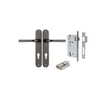 13732KENTR60KK - Annecy Lever - Oval Backplate Entrance Kit with High Security Lock - Distressed Nickel - Entrance