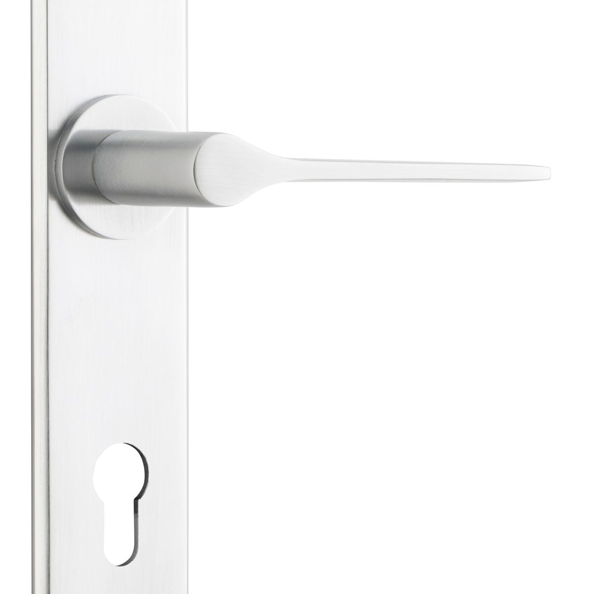 12258E85 - Como Lever - Chamfered Backplate - Brushed Chrome - Entrance