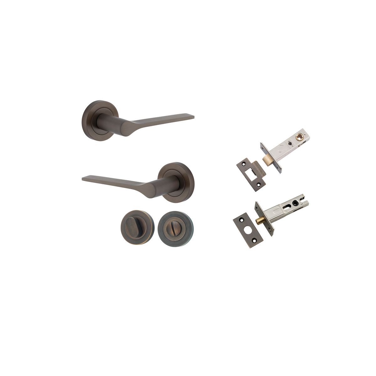 0361KPRIV60 - Como Lever - Round Rose Privacy Kit - Signature Brass - Privacy