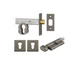 17298K60KTES - Euro Mortice Deadbolt Kit - 60mm Backset with Square Euro Escutcheon Key/Thumb - Graphite PVD