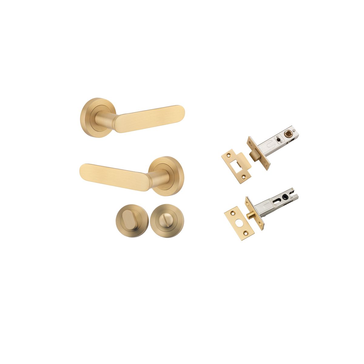 0452KPRIV60 - Bronte Lever - Round Rose Privacy Kit with Separate Privacy Turn - Brushed Brass - Privacy
