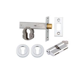Euro Mortice Deadbolt Kit - 60mm Backset with Round Euro Escutcheon Key/Key