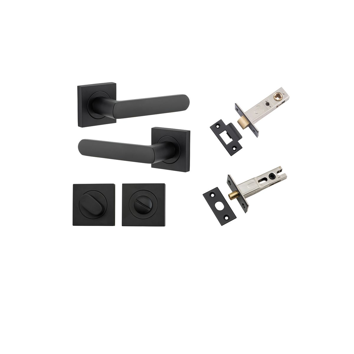 21183KPRIV60 - Osaka Lever - Square Rose Privacy Kit with Separate Privacy Turn - Matt Black - Privacy