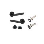 0353KPRIV60 - Brunswick Lever - Round Rose Privacy Kit - Matt Black - Privacy
