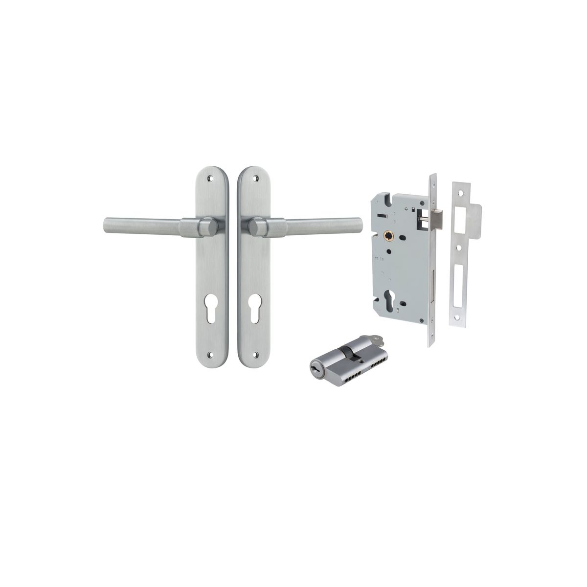 12400KENTR60KK - Helsinki Lever - Oval Backplate Entrance Kit with High Security Lock - Brushed Chrome - Entrance