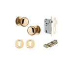 0200KENTR60KT - Cambridge Knob - Round Rose Entrance Kit with Separate High Security Lock - Polished Brass - Entrance