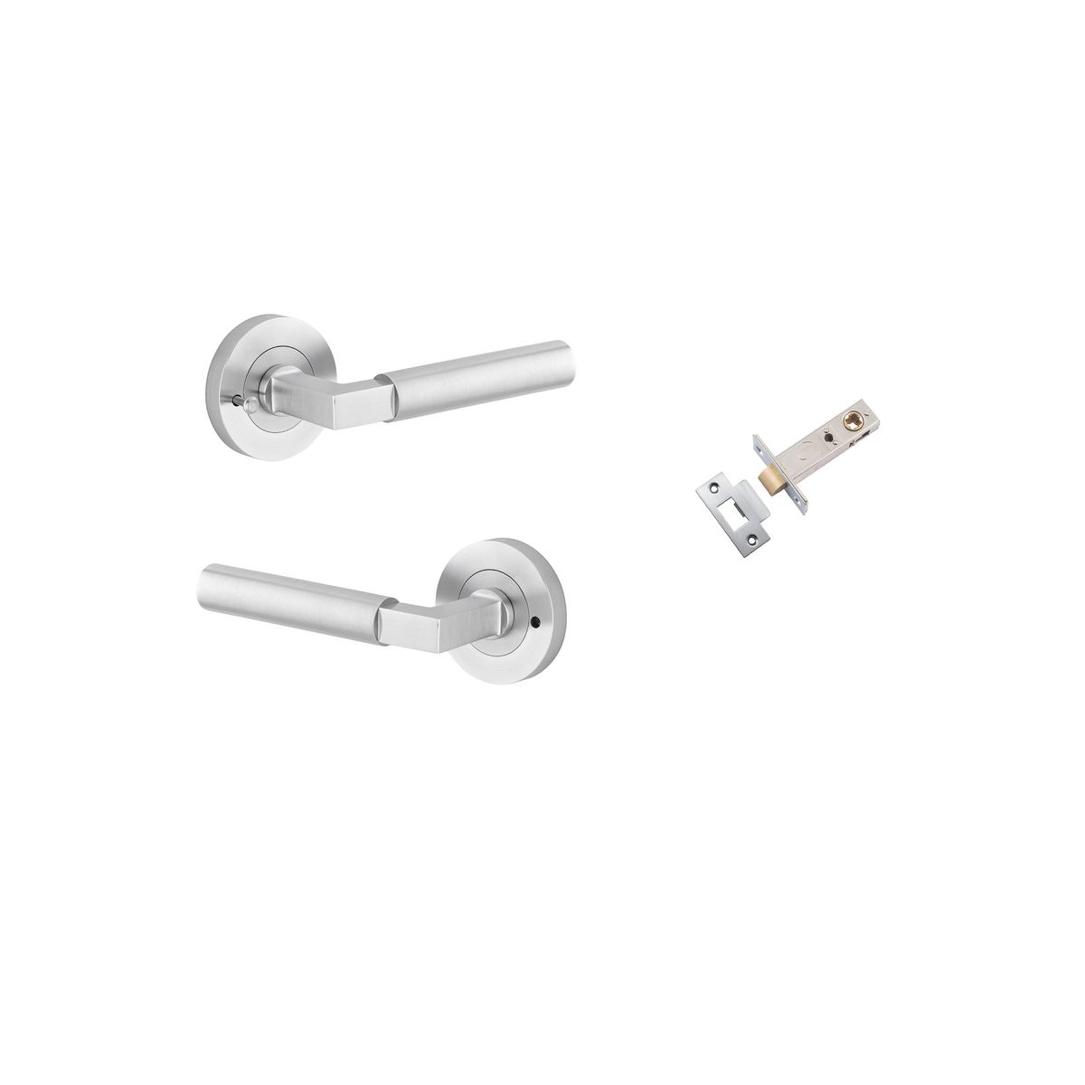 0345KIBPRIV60 - Berlin Lever - Round Rose Privacy Kit (Inbuilt Privacy) - Brushed Chrome - Privacy