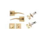 0459KPRIV60 - Oxford Lever - Square Rose Privacy Kit with Separate Privacy Turn - Brushed Brass - Privacy