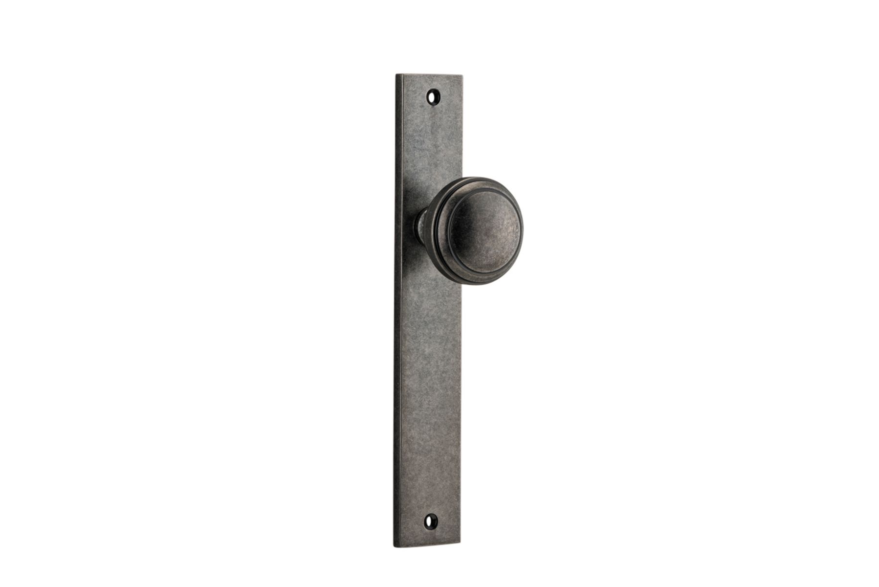 13820 - Paddington Knob - Rectangular Backplate - Distressed Nickel - Passage