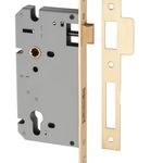 6107 - 85mm Euro Mortice Locks - 60mm Backset - Brushed Brass