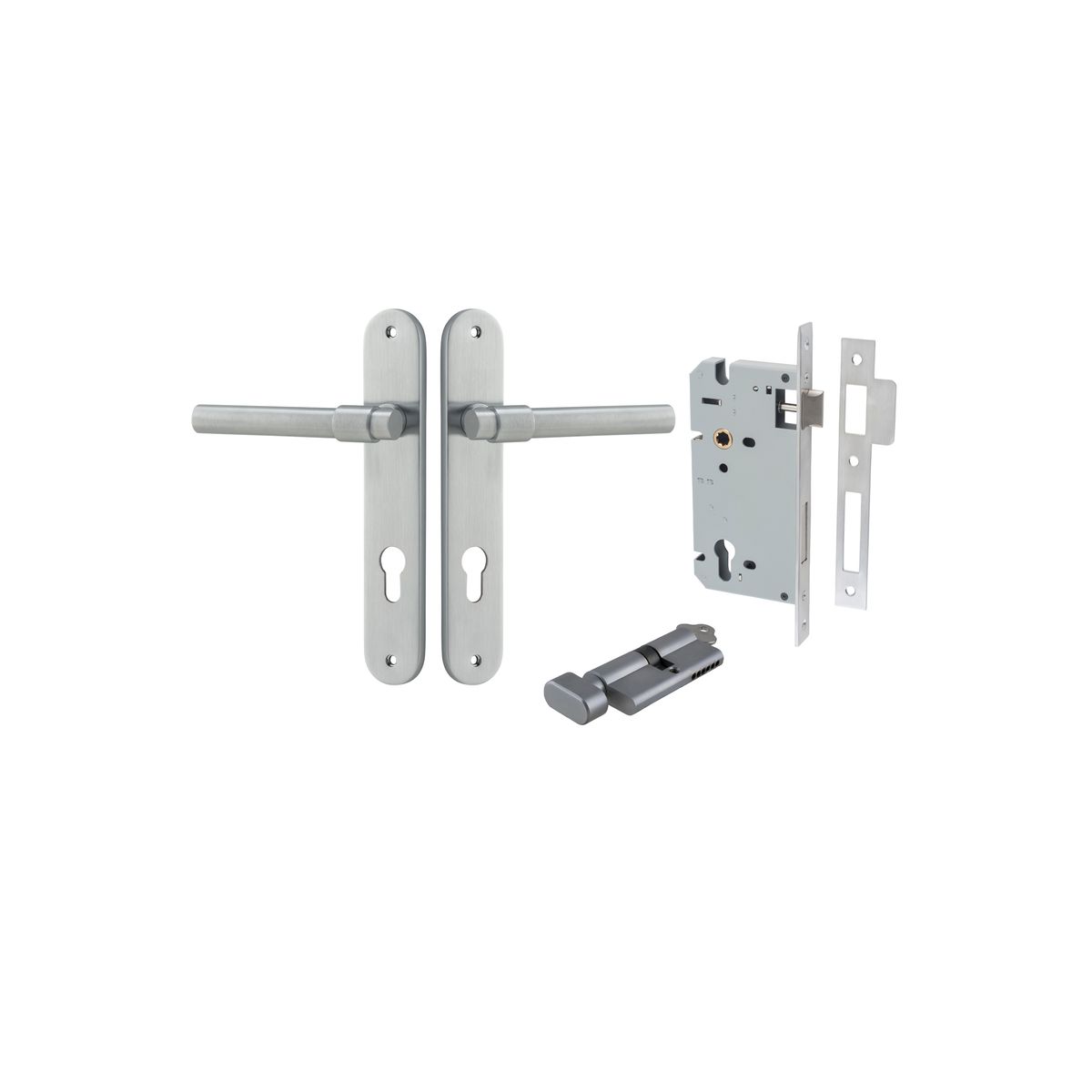 12400KENTR60KT - Helsinki Lever - Oval Backplate Entrance Kit with High Security Lock - Brushed Chrome - Entrance