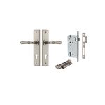 13780KENTR60KT - Sarlat Lever - Chamfered Backplate Entrance Kit with High Security Lock - Distressed Nickel - Entrance