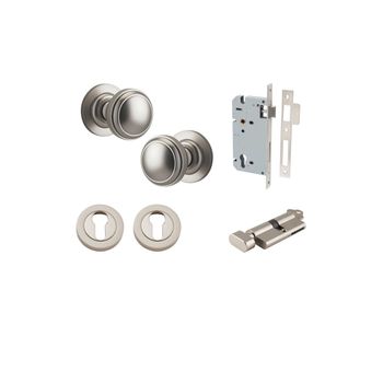 Paddington Knob - Round Rose Entrance Kit with Separate High Security Lock