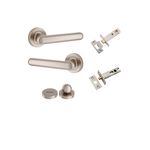 24005KPRIV60 - Puerto Lever - Round Rose Privacy Kit with Separate Privacy Turn - Satin Nickel - Privacy