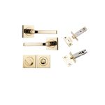 0390KPRIV60 - Annecy Lever - Square Rose Privacy Kit with Separate Privacy Turn - Polished Brass - Privacy