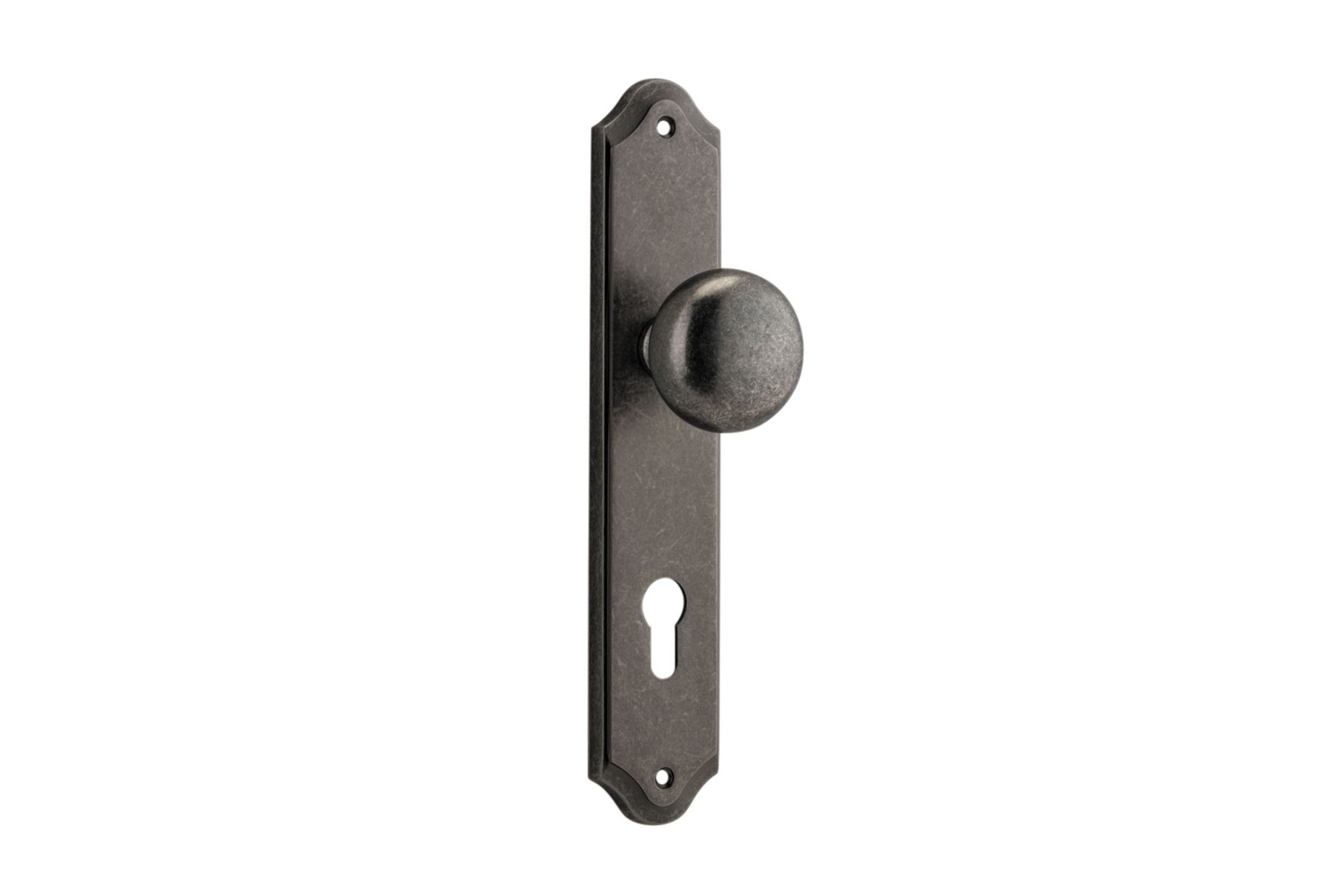 13828E85 - Cambridge Knob - Shouldered Backplate - Distressed Nickel - Entrance