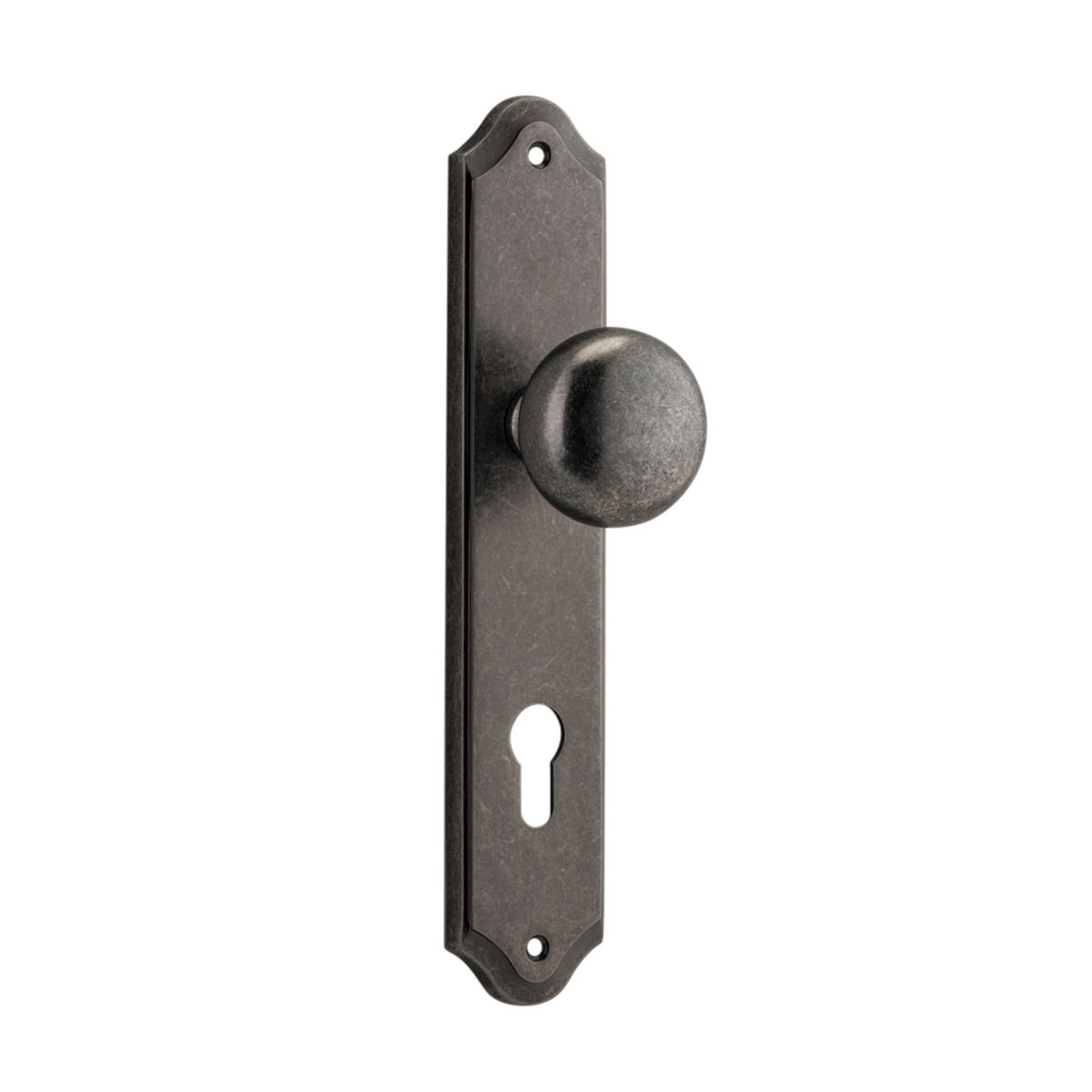 13828E85 - Cambridge Knob - Shouldered Backplate - Distressed Nickel - Entrance