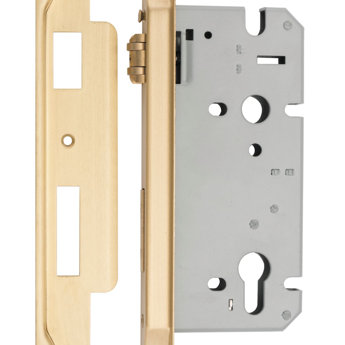 6113 - Rebated 85mm Euro Roller Mortice Locks - 60mm Backset - Brushed Brass