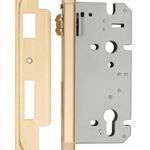 6113 - Rebated 85mm Euro Roller Mortice Locks - 60mm Backset - Brushed Brass