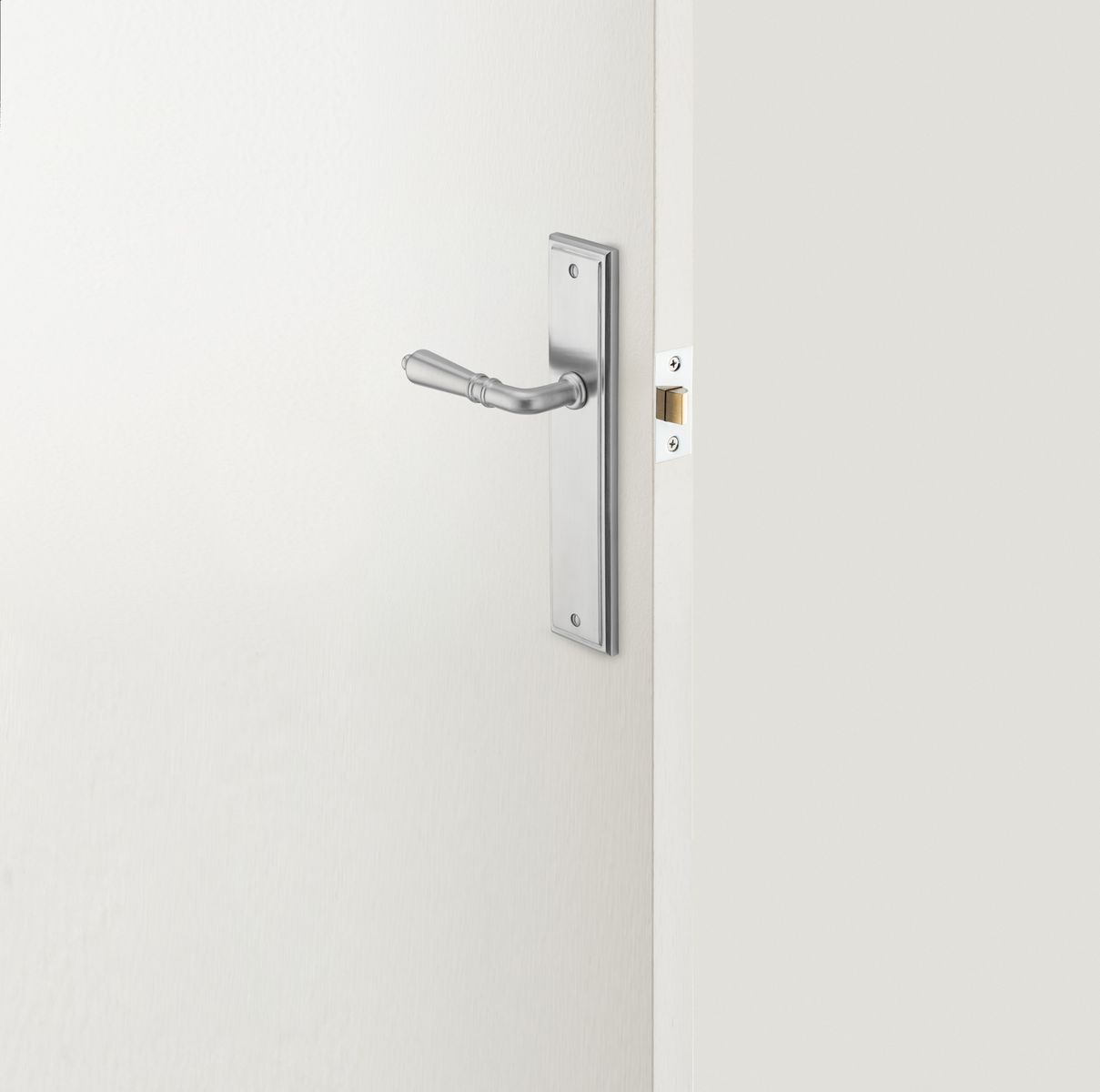 12236KPRIV60 - Sarlat Lever - Stepped Backplate Privacy Kit - Brushed Chrome - Privacy
