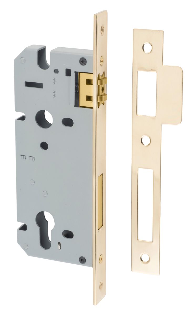6030 - 85mm Euro Roller Mortice Lock - 45mm Backset - Polished Brass