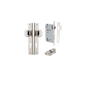 Cambridge Knob - Rectangular Backplate Entrance Kit with High Security Lock