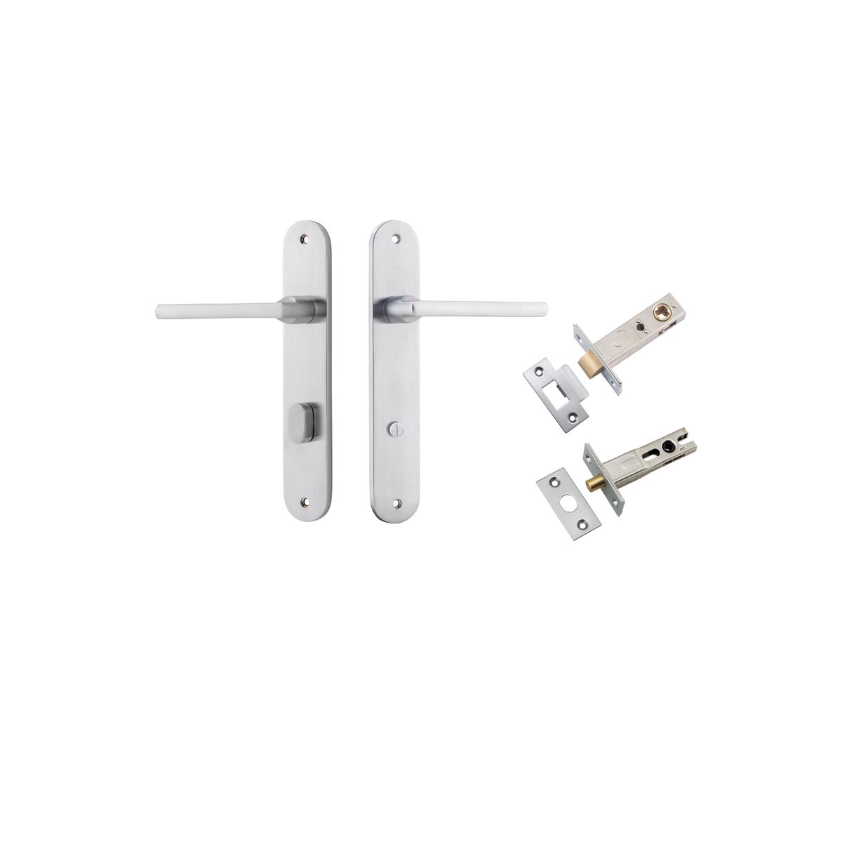 12226KPRIV60 - Baltimore Lever - Oval Backplate Privacy Kit with Privacy Turn - Brushed Chrome - Privacy