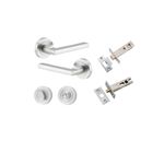 9215KPRIV60 - Baltimore Lever - Round Rose Privacy Kit with Separate Privacy Turn - Brushed Chrome - Privacy