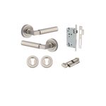 0349KENTR60KT - Berlin Lever - Round Rose Entrance Kit with High Security Lock - Satin Nickel - Entrance