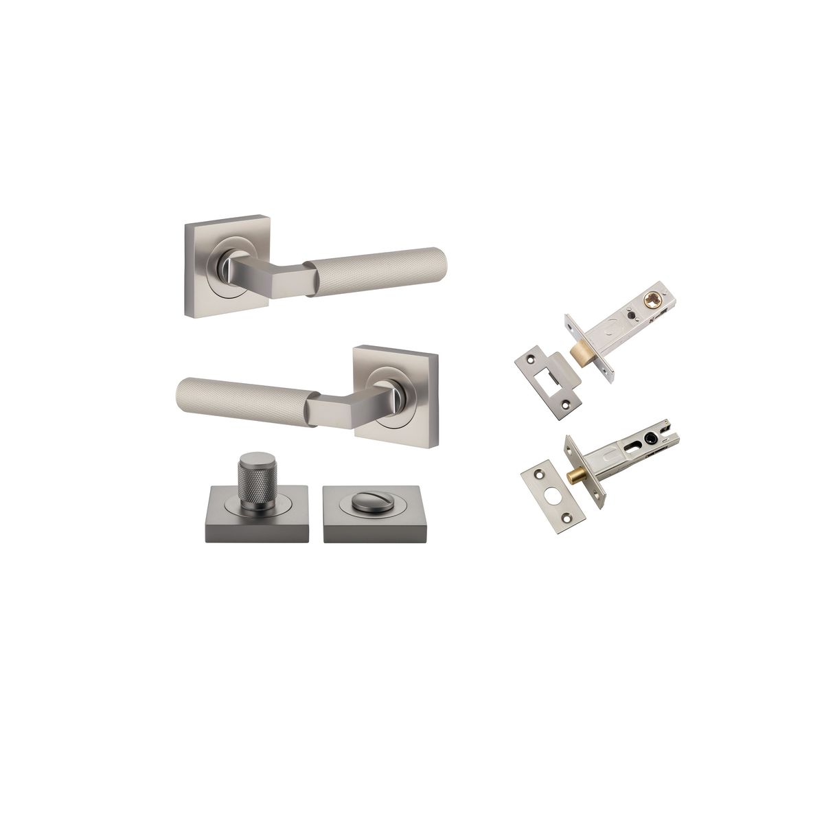 0429KPRIV60 - Brunswick Lever - Square Rose Privacy Kit - Satin Nickel - Privacy