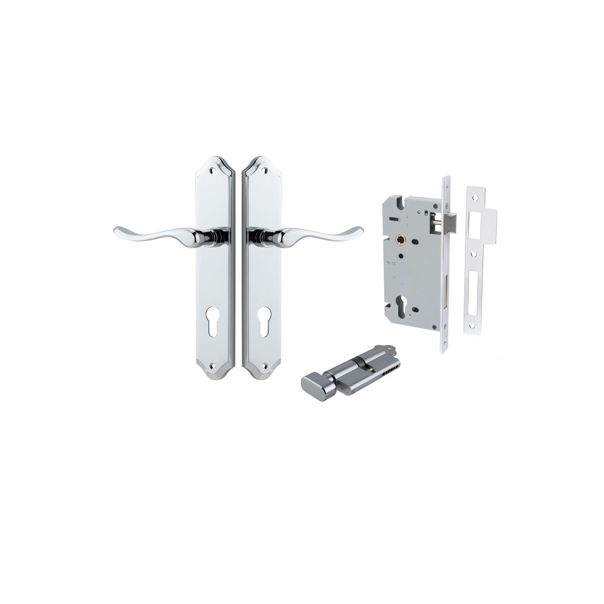 11922KENTR60KT - Stirling Lever - Shouldered Backplate Entrance Kit with High Security Lock - Polished Chrome - Entrance