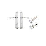 12212KPRIV60 - Sarlat Lever - Shouldered Backplate Privacy Kit with Privacy Turn - Brushed Chrome - Privacy