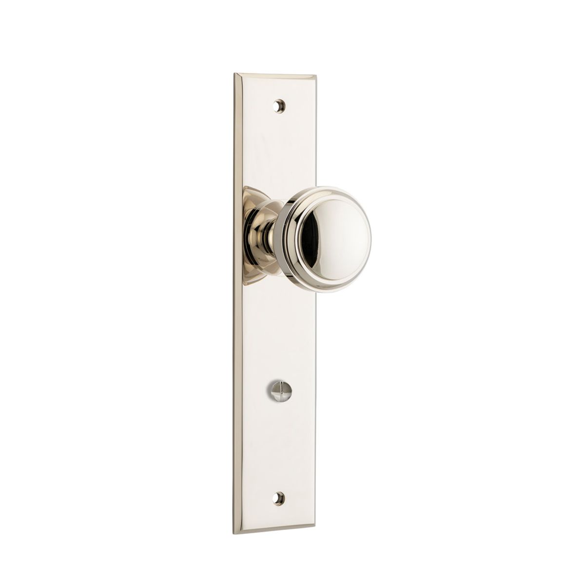 14331P85 - Paddington Knob - Chamfered Backplate - Polished Nickel - Privacy