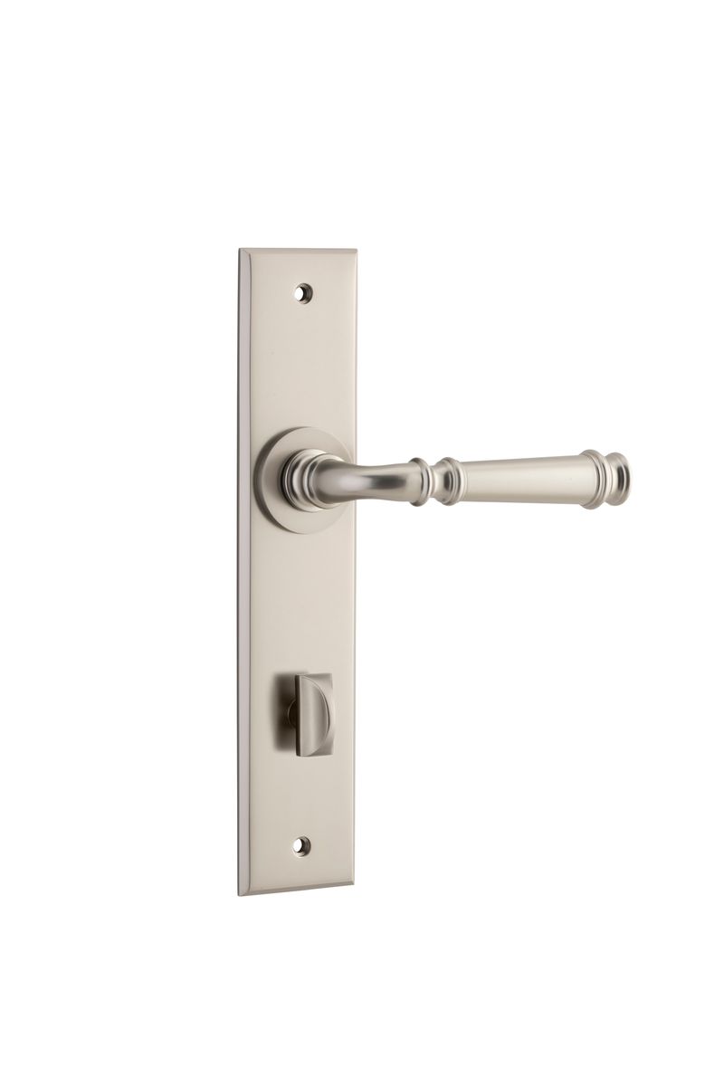 14786P85 - Verona Lever - Chamfered Backplate - Satin Nickel - Privacy