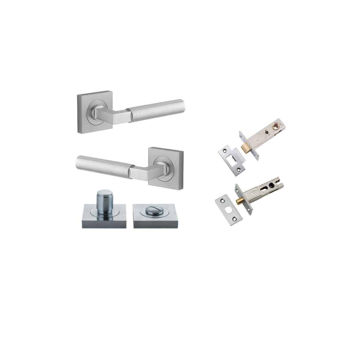 0415KPRIV60 - Berlin Lever - Square Rose Privacy Kit - Brushed Chrome - Privacy