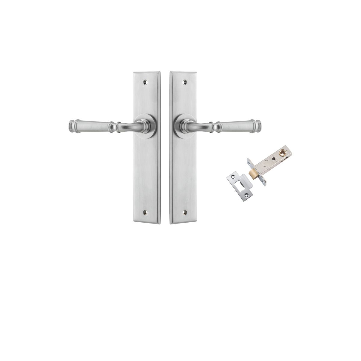 12286KPASS60 - Verona Lever - Chamfered  Backplate Passage Kit - Brushed Chrome - Passage